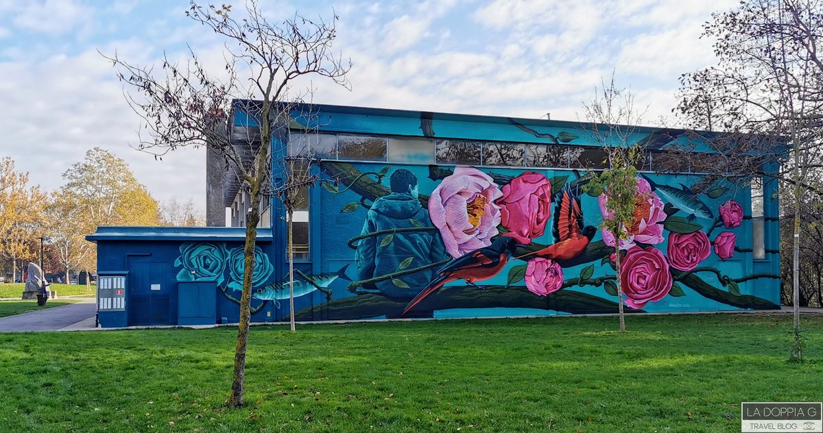 palazzetto dello sport a san lazzaro di savena con il nuovissimo murales bologna