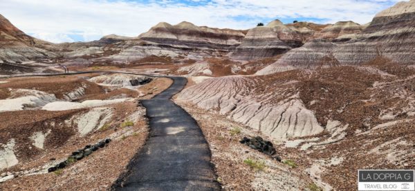 passeggiata al blue mesa nella petrified national forest in arizona stati uniti lungo la route 66